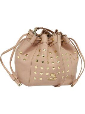 BURBERRY Blue Label Shoulder Bag Leather Gold Pink